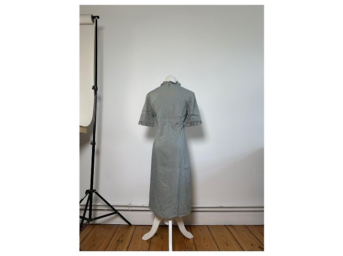 Vintage Balenciaga Baumwoll-Stretch-Kleid Hellblau M - Ansicht 3
