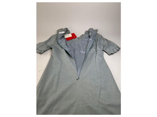 Vintage Balenciaga Baumwoll-Stretch-Kleid Hellblau M - Ansicht 5