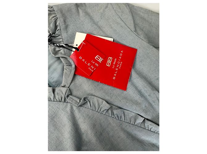 Vintage Balenciaga Baumwoll-Stretch-Kleid Hellblau M - Ansicht 6