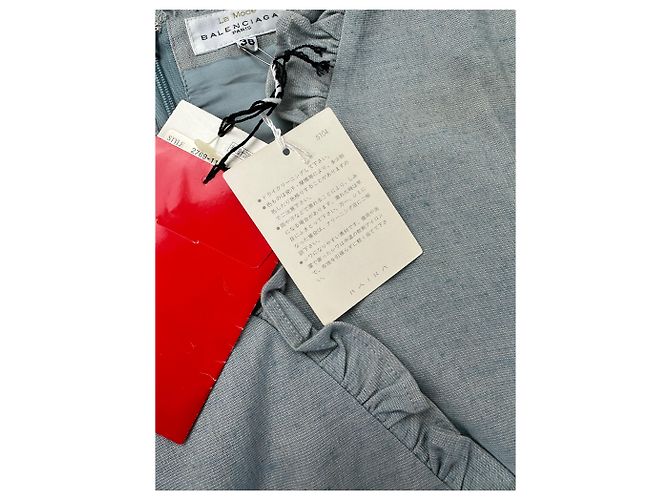 Vintage Balenciaga Baumwoll-Stretch-Kleid Hellblau M - Ansicht 8