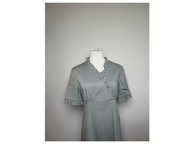 Vintage Balenciaga Baumwoll-Stretch-Kleid Hellblau M - Ansicht 9