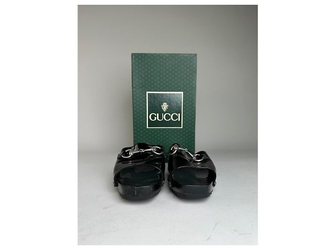 Mules Vintage Gucci in vernice nero e argento EU36 - vista 3
