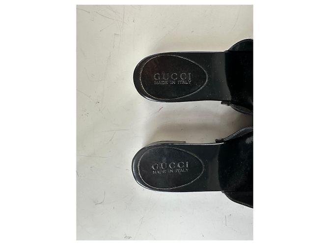 Mules Vintage Gucci in vernice nero e argento EU36 - vista 7