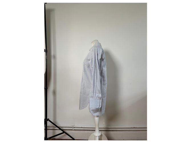 Camicia in cotone vintage Dior da uomo azzurro bianco L Blu - vista 2