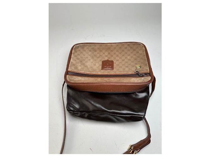 Céline Vintage Celine Monogram Canvas Crossbody Bag Beige Brown Gold - view 11