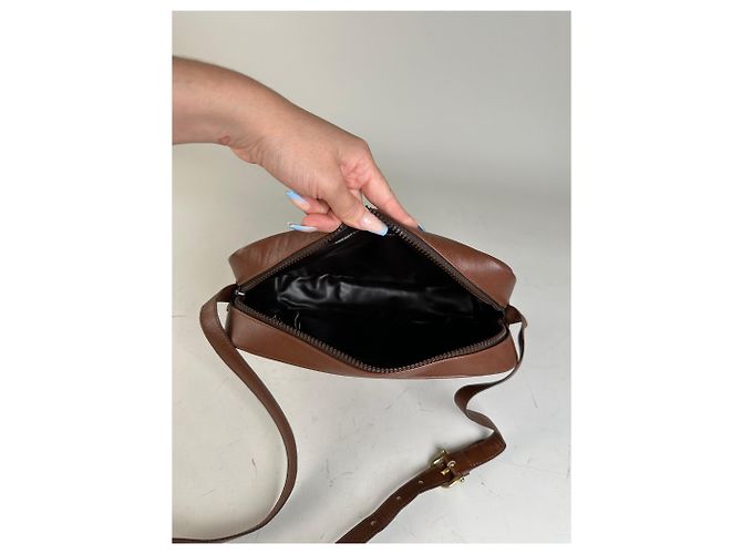 Céline Vintage Celine Monogram Canvas Crossbody Bag Beige Brown Gold - view 3