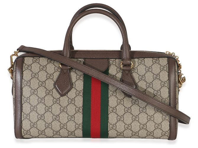 Borsa Boston Ophidia Medium in tela GG Supreme monogramma beige Gucci Web Marrone - vista 2