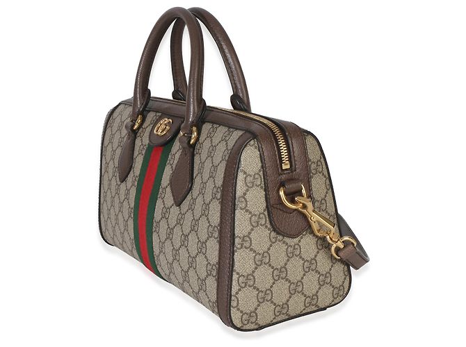 Borsa Boston Ophidia Medium in tela GG Supreme monogramma beige Gucci Web Marrone - vista 3