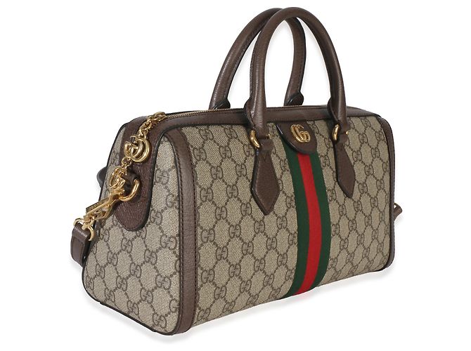 Borsa Boston Ophidia Medium in tela GG Supreme monogramma beige Gucci Web Marrone - vista 4