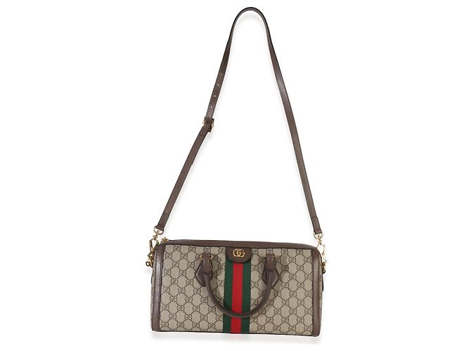 Borsa Boston Ophidia Medium in tela GG Supreme monogramma beige Gucci Web Marrone - vista 5
