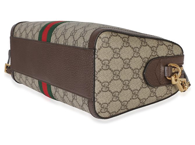 Borsa Boston Ophidia Medium in tela GG Supreme monogramma beige Gucci Web Marrone - vista 6