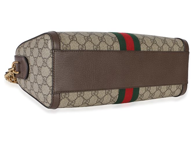 Borsa Boston Ophidia Medium in tela GG Supreme monogramma beige Gucci Web Marrone - vista 7