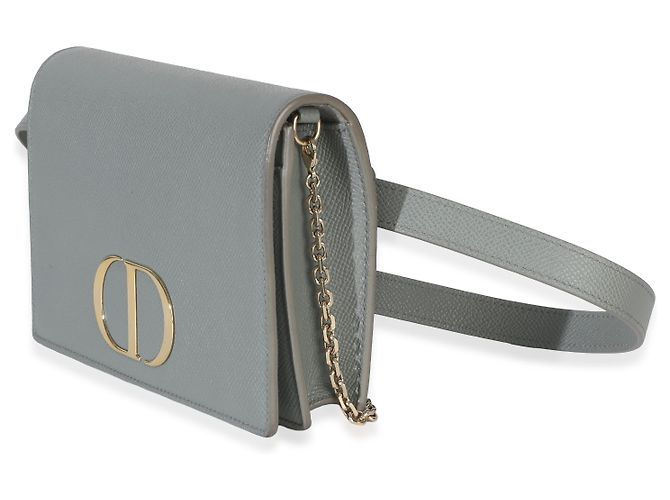 Pochette 2-in-1 30 Montaigne in pelle di vitello granulata blu Christian Dior - vista 3