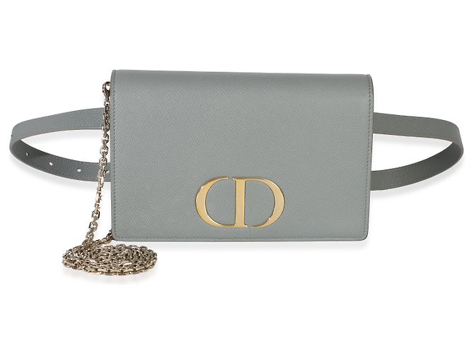 Pochette 2-in-1 30 Montaigne in pelle di vitello granulata blu Christian Dior - vista 8