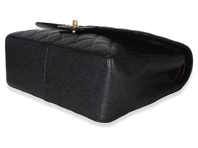 Timeless Borsa Chanel Black Quilted Caviar Jumbo Double Flap Nero - vista 6