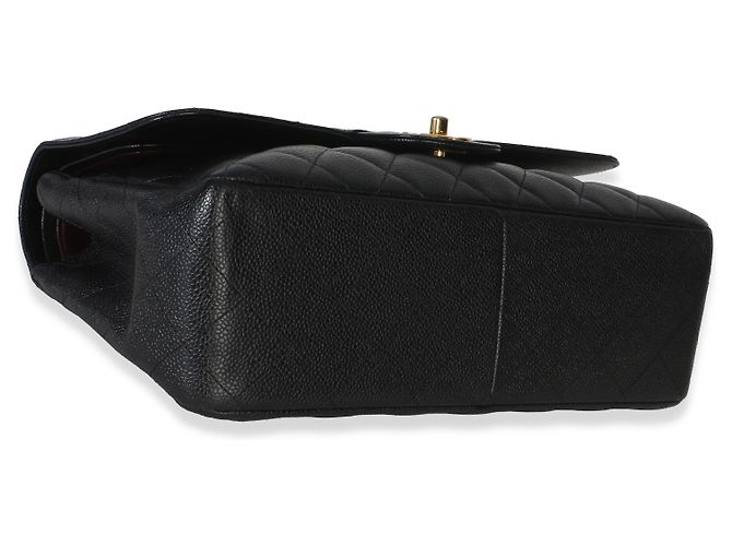 Timeless Borsa Chanel Black Quilted Caviar Jumbo Double Flap Nero - vista 7