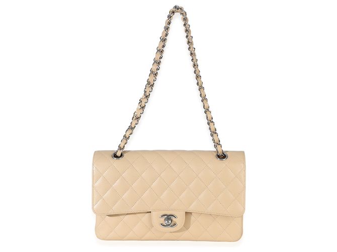 Timeless Borsa Chanel Beige Quilted Caviar Medium Double Flap - vista 5