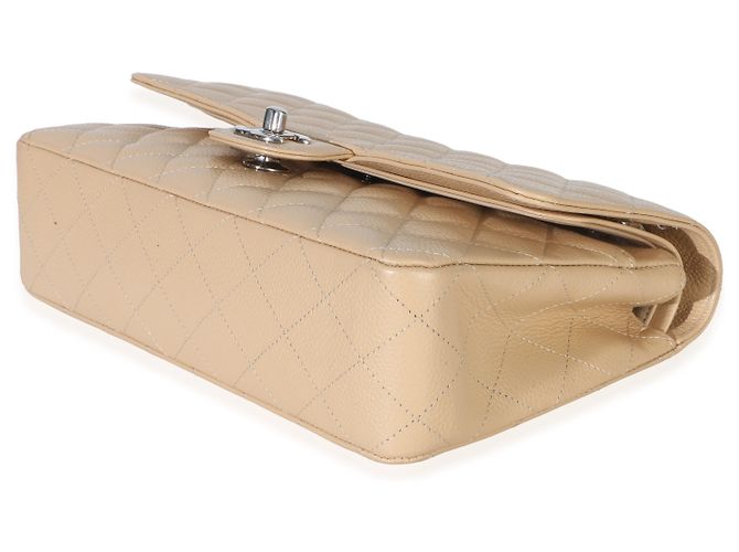 Timeless Borsa Chanel Beige Quilted Caviar Medium Double Flap - vista 6