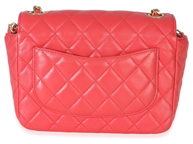Timeless Borsa Chanel Red Quilted Lambskin Coco Pins Chain Mini Flap Rosa - vista 2