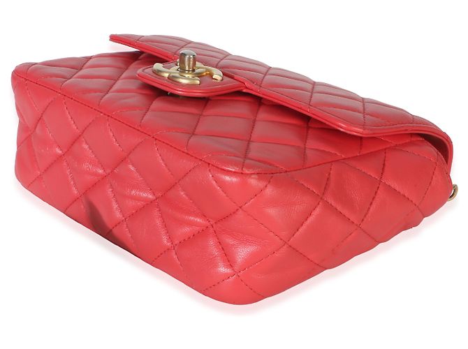 Timeless Borsa Chanel Red Quilted Lambskin Coco Pins Chain Mini Flap Rosa - vista 6