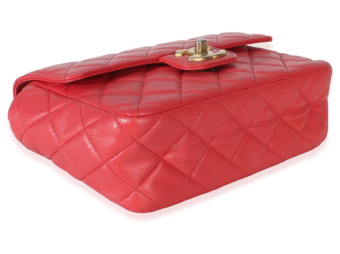 Timeless Borsa Chanel Red Quilted Lambskin Coco Pins Chain Mini Flap Rosa - vista 7