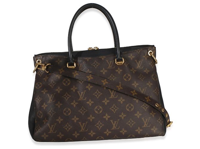 Louis Vuitton Black Monogram Canvas Pallas Tote MM Marrone - vista 2