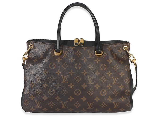 Louis Vuitton Black Monogram Canvas Pallas Tote MM Marrone - vista 8