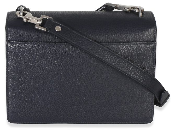Sac Sunset monogramme moyen en cuir grainé de veau bleu marine Saint Laurent - vue 2