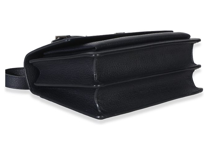 Sac Sunset monogramme moyen en cuir grainé de veau bleu marine Saint Laurent - vue 7