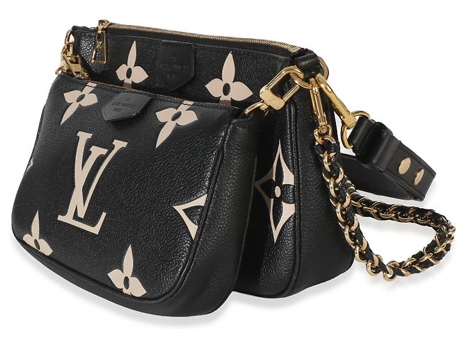 Louis Vuitton Beige Black Monogram Empreinte Multi Pochette Accessoires Nero - vista 3