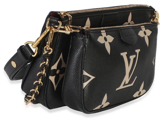 Louis Vuitton Beige Black Monogram Empreinte Multi Pochette Accessoires Nero - vista 4