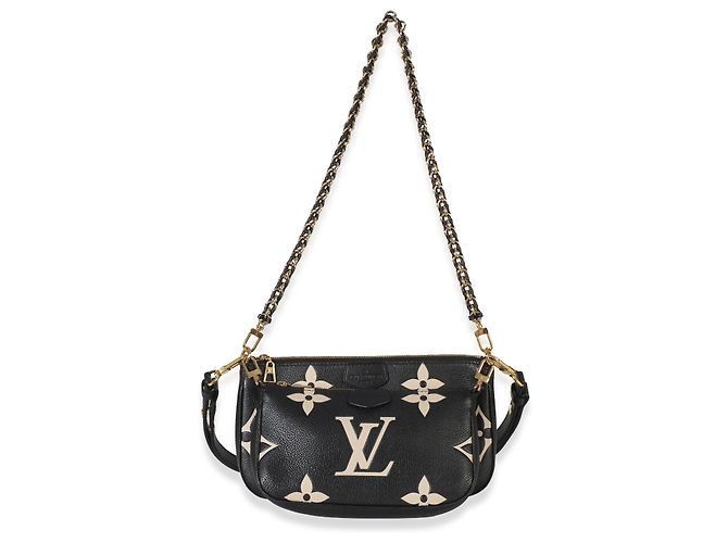 Louis Vuitton Beige Black Monogram Empreinte Multi Pochette Accessoires Nero - vista 5