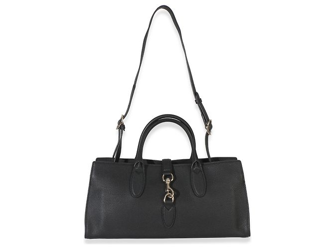 Borsa Tote Jackie Medium in pelle di vitello martellata nera Gucci Nero - vista 5
