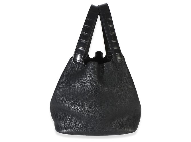 Hermès Picotin Lock 22 Black Clemence Matte Alligator GHW Negro - vista 2