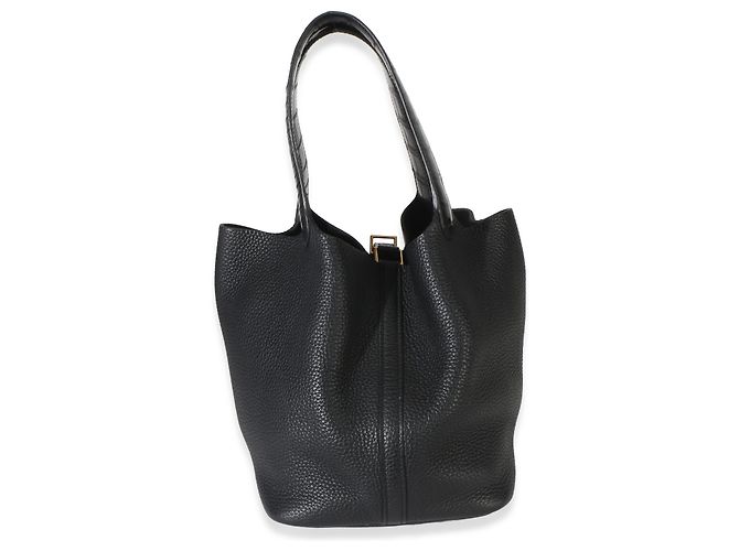 Hermès Picotin Lock 22 Black Clemence Matte Alligator GHW Negro - vista 4