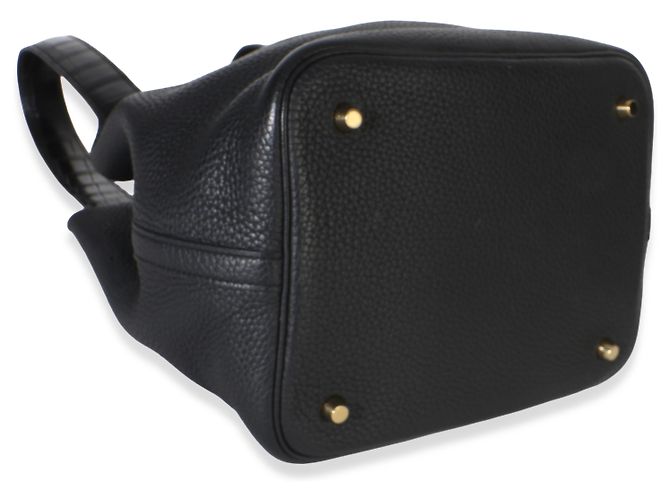 Hermès Picotin Lock 22 Black Clemence Matte Alligator GHW Negro - vista 7