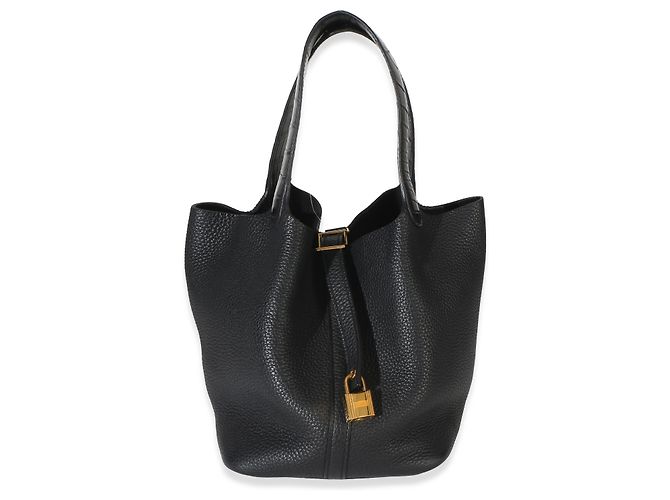 Hermès Picotin Lock 22 Black Clemence Matte Alligator GHW Negro - vista 8