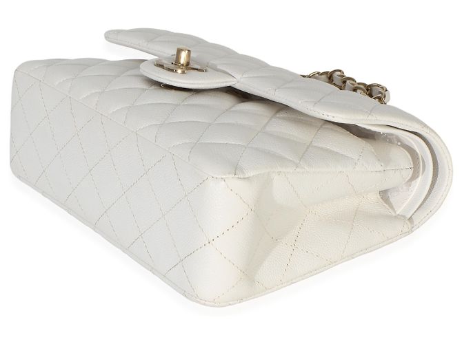 Timeless Borsa Chanel Small Classic Double Flap in Caviar trapuntato bianco - vista 6
