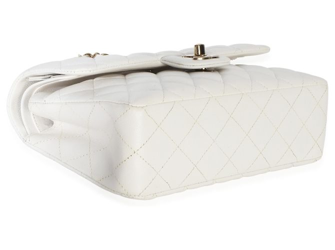 Timeless Borsa Chanel Small Classic Double Flap in Caviar trapuntato bianco - vista 7