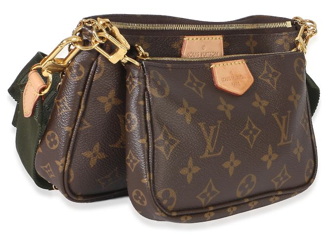 Louis Vuitton Khaki Monogram Canvas Multi Pochette Accessoires Marrone - vista 4
