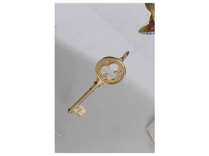 Pendente a chiave quadrifoglio in oro giallo e diamanti Tiffany & Co. - vista 4