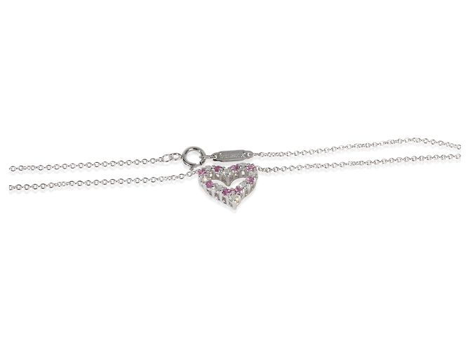 Colar de coração em platina, safira rosa e diamantes Tiffany & Co. - vista 2
