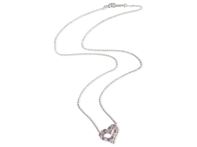 Colar de coração em platina, safira rosa e diamantes Tiffany & Co. - vista 3