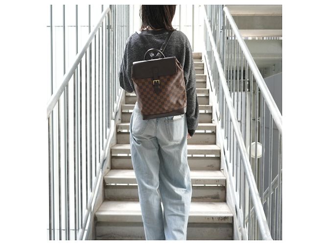 Zaino Louis Vuitton Damier Soho Marrone - vista 13