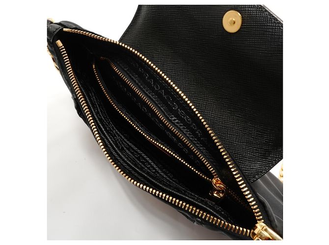 Borsa a tracolla in nylon e pelle Saffiano con logo Triangle Prada Nero - vista 11