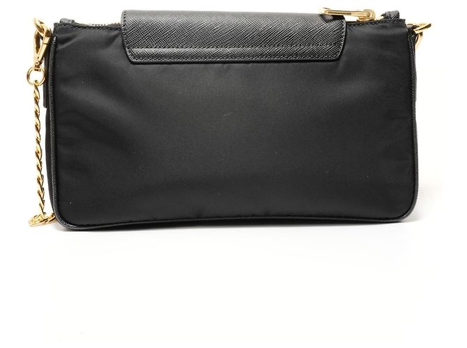 Borsa a tracolla in nylon e pelle Saffiano con logo Triangle Prada Nero - vista 2