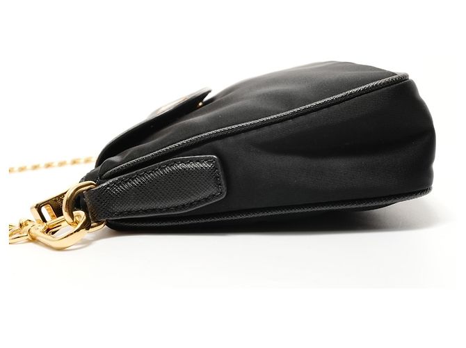 Borsa a tracolla in nylon e pelle Saffiano con logo Triangle Prada Nero - vista 3