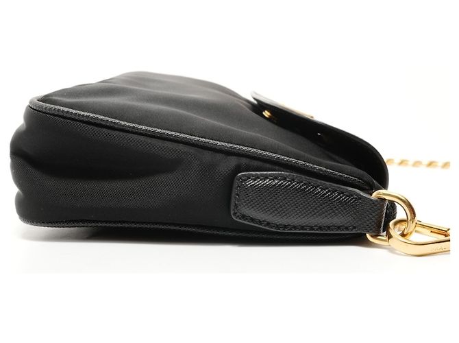 Borsa a tracolla in nylon e pelle Saffiano con logo Triangle Prada Nero - vista 4