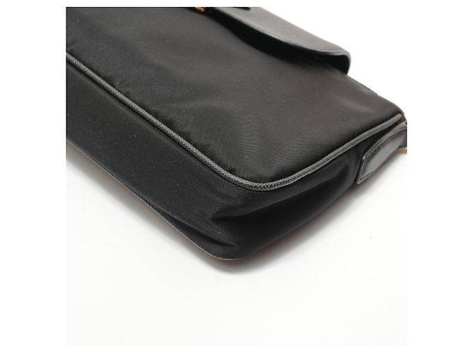 Borsa a tracolla in nylon e pelle Saffiano con logo Triangle Prada Nero - vista 6