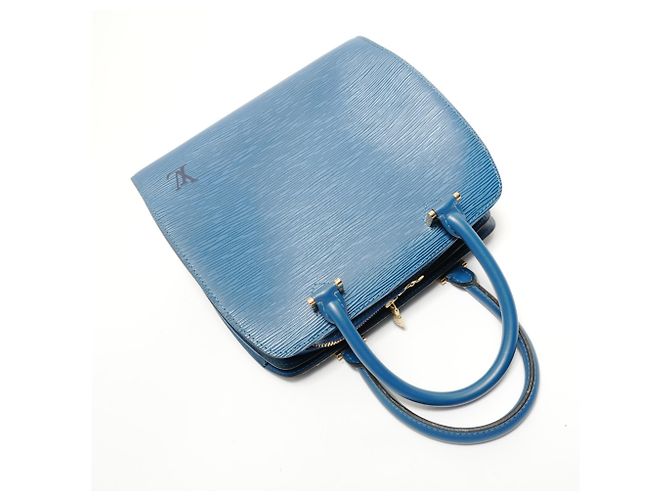 Borsa Louis Vuitton Pont Neuf Epi Blu - vista 8